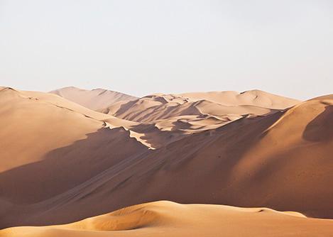 Massive sand dunes found in the desert surrounding Huacachina, an oasis near the city of Ica.