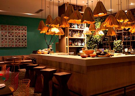 A dining room with unique decor at a restaurant in Lima, the culinary capital of South America